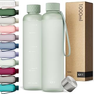 KIVY 1 Litre Water Bottle – Leak-proof and Shockproof – Perfect for Sports, School and Office – Gym Bottle – 1 Litre Bottle – Water Bottle – Plastic Sports Bottles 1 L – BPA Free – Green