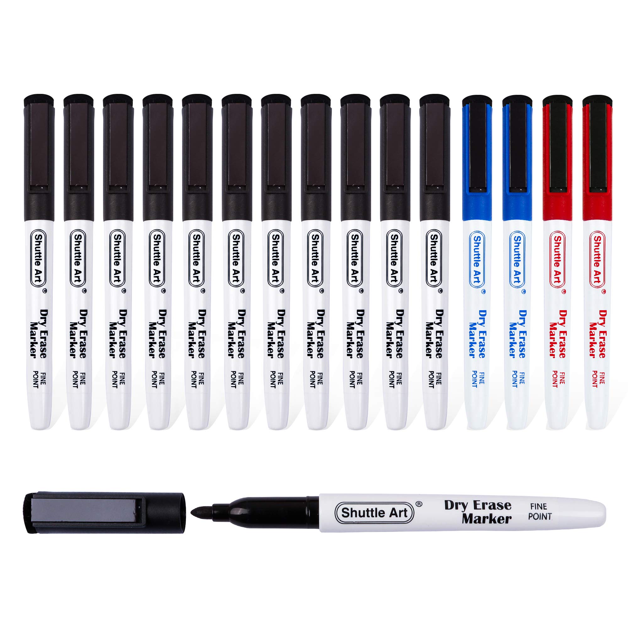 Shuttle Art Dry Erase Markers, 15 Pack 3 Colors Magnetic Whiteboard Markers with