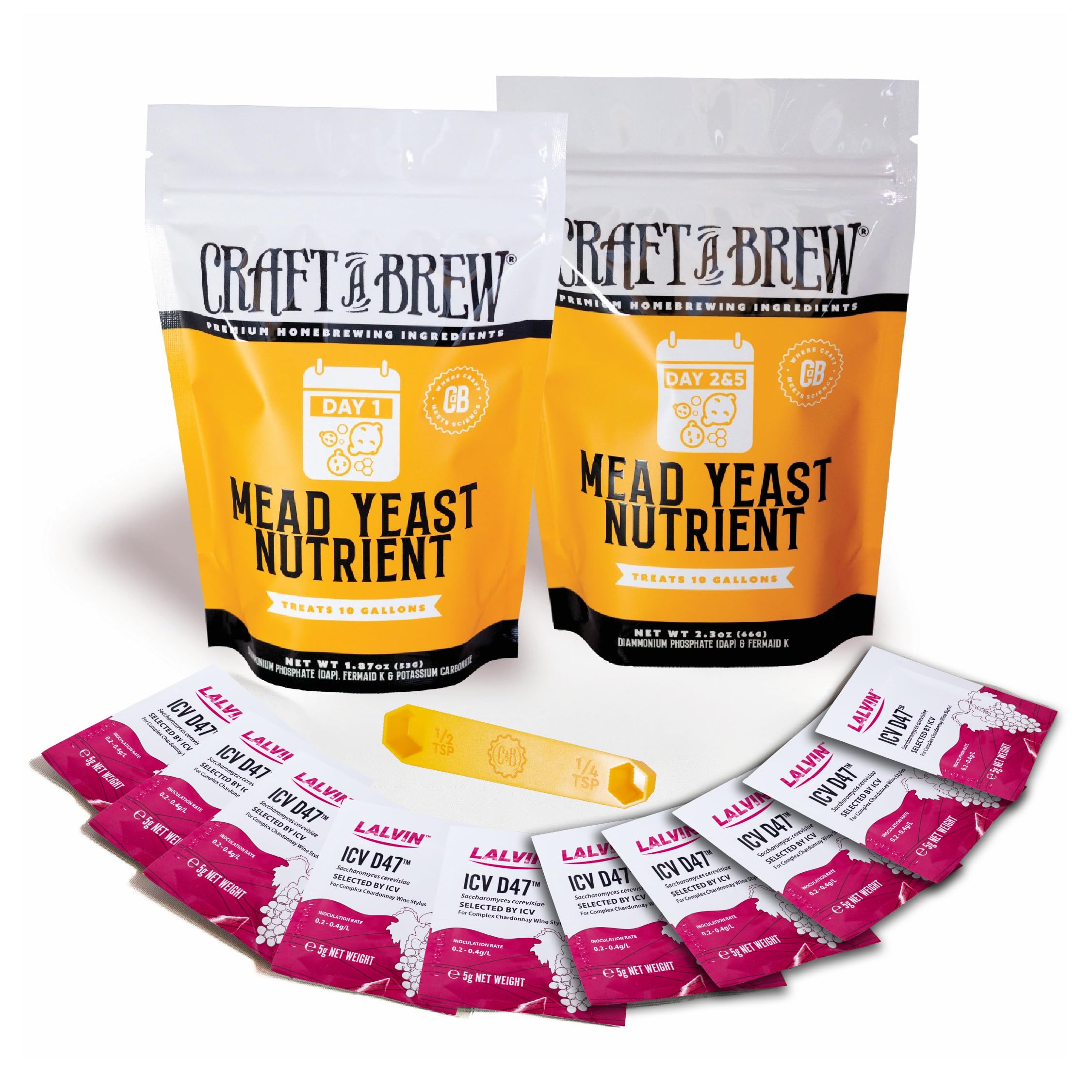 Craft A Brew - Mead Yeast Nutrient Bundle - Lalvin D47 Yeast - For Fermentation 