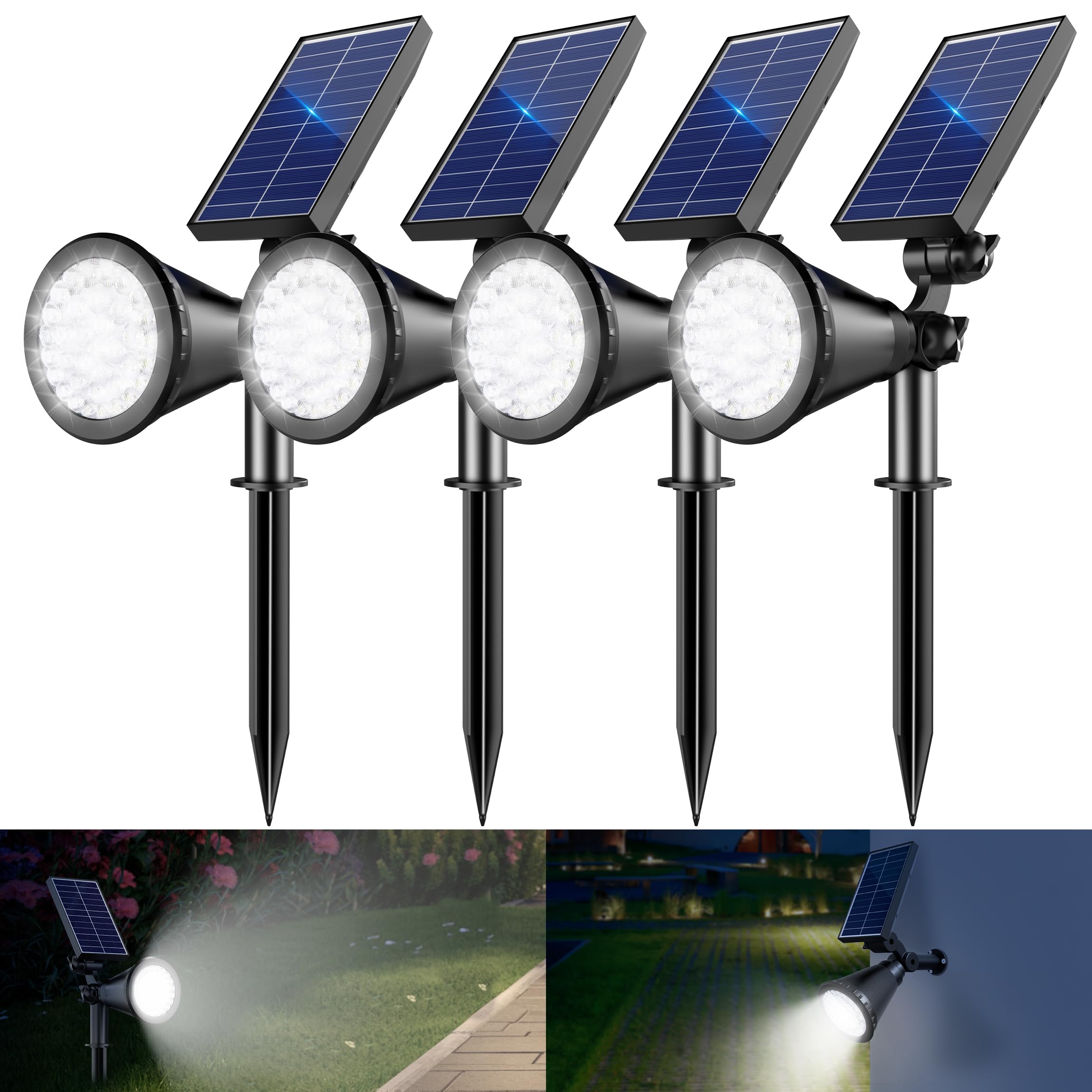 Solar Spotlights Outdoor 36 LED 1000LM Adjustable Waterproof 2 in 1 Solar Powere