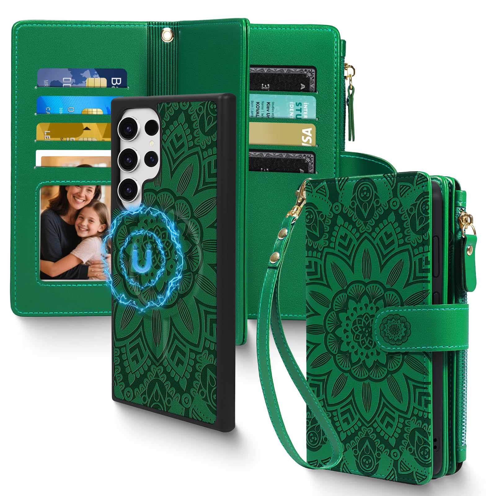 Harryshell 2 in 1 for Samsung Galaxy S25 Ultra Wallet Case Magnetic Compatible w