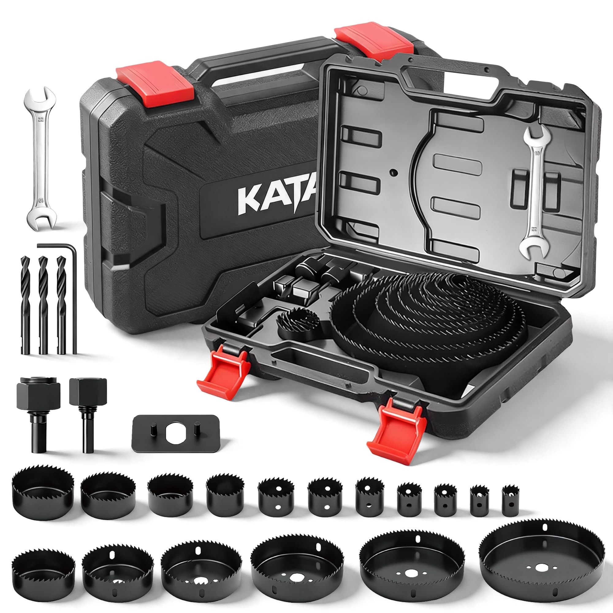 KATA 25 Piece Hole Saw Kit with 3/4"-6" for Wood, Drywall, PVC and Plastic | Car