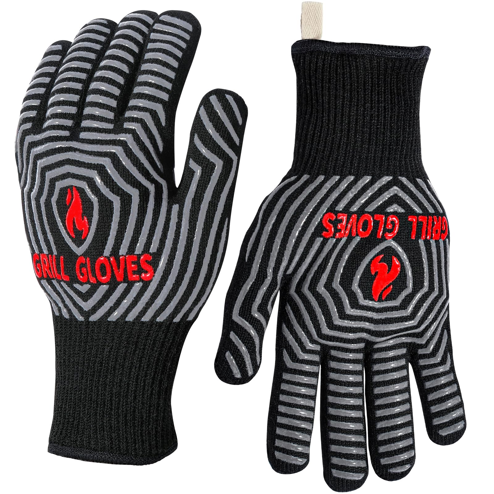 QUWIN BBQ Gloves, 1472°F Heat Resistant Grilling Gloves Silicone Non-Slip Oven M