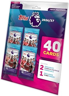 Topps Flagship Premier League 2026/27 Trading Cards - Mega Multipack | The Mega Multupack contains 40 cards including 2 exclusive Purple Voltage parallels and an exclusive Vibes Insert.