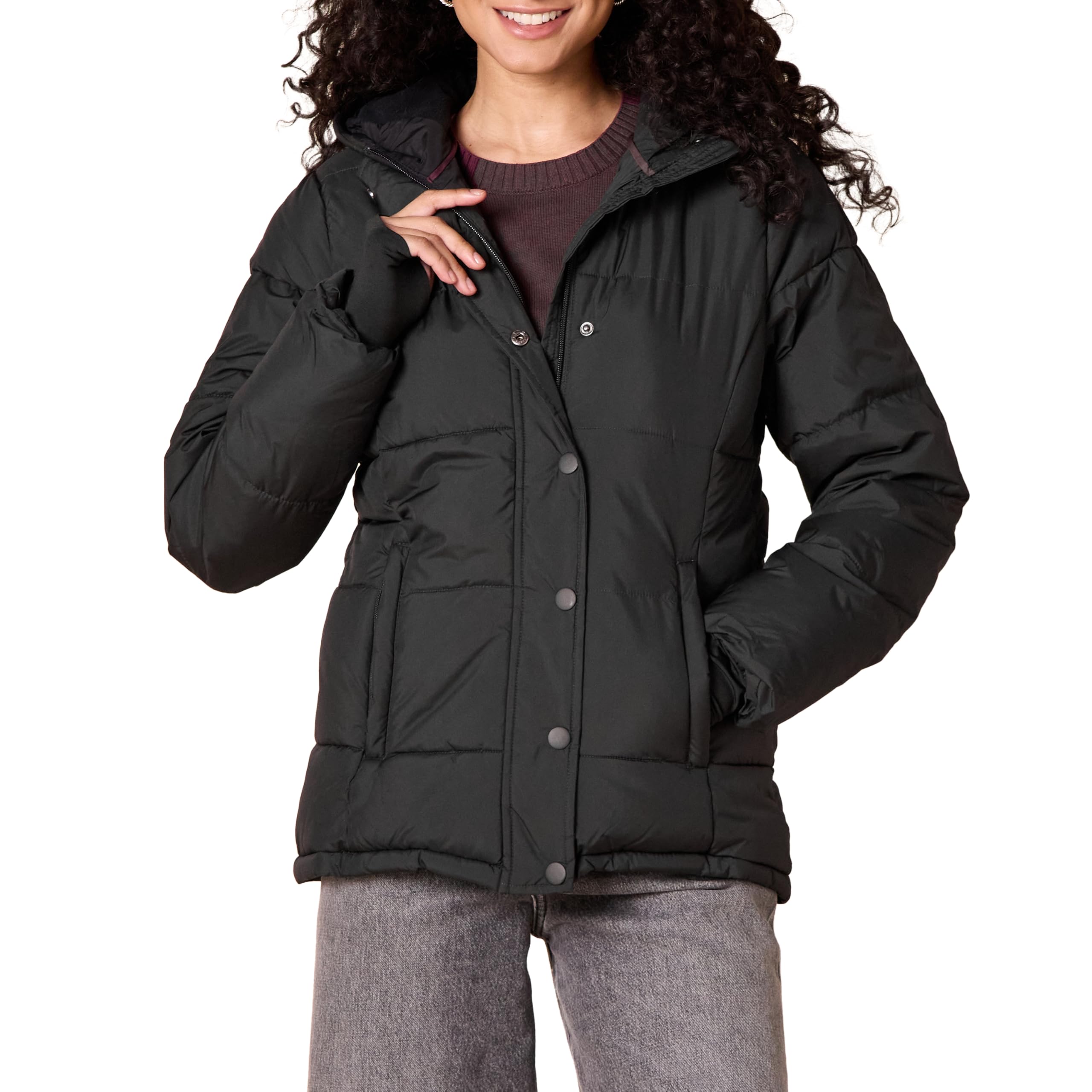 Amazon Essentials Women's Heavyweight Winter Jacket Quilted Hooded Puffer Coat