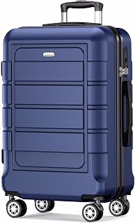 SHOWKOO Handgepäck-Set, 2-teilig, Hartschale, PC + ABS, erweiterbar, leicht, langlebig, Trolley, Reise-Kabinengepäck mit Spinnrollen, TSA-Schloss, blau, 140, Koffer