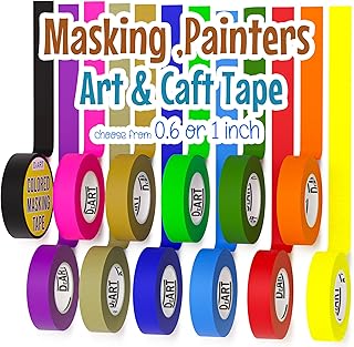 DEART Colored Masking Tape Painters Tape 12 or 8 Pack 1 inch or 0.6 Inches | Kids Arts Craft Supplies Coding Whiteboard Dry Erase Board Tape Thin Paper Tape No Residue Easy Removal DIY Crafts Arts