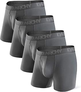 DAVID ARCHY Men's Boxer Shorts Retro 3D Pocket Bulge Underpants Bamboo Underwear Base Ultra Soft Breathable 3/4 Pack