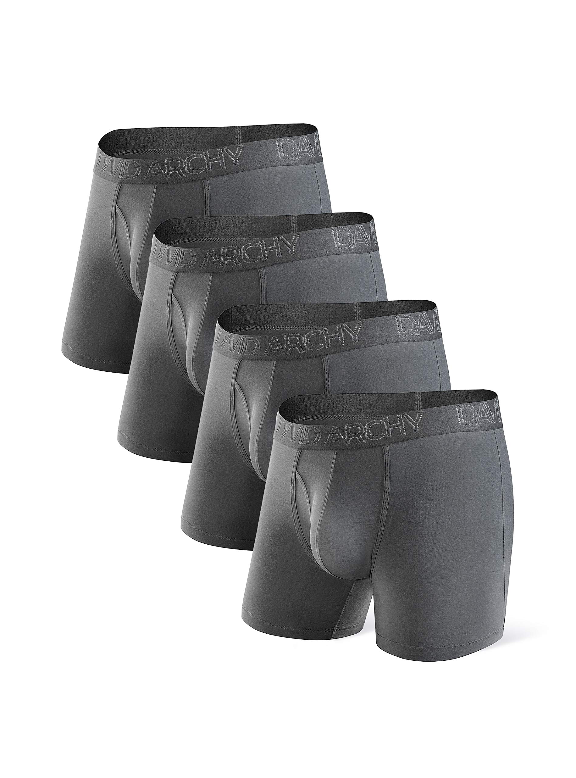 DAVID ARCHY Men's Boxer Shorts Retro 3D Pocket Bulge Underpants Bamboo Underwear