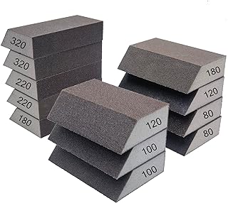 SACKORANGE 12 Pack Single Sanding Sponge Set - 80/100/120/180/220/320 Grit Sanding Blocks Assortment, Washable and Reusable