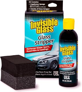 Invisible Glass Stripper Water Spot Remover, 4 fl oz, 91411 | Cerium oxide windshield polish strips baked-on water spots, oil film, and old coatings. Preps bare glass for rain repellent.