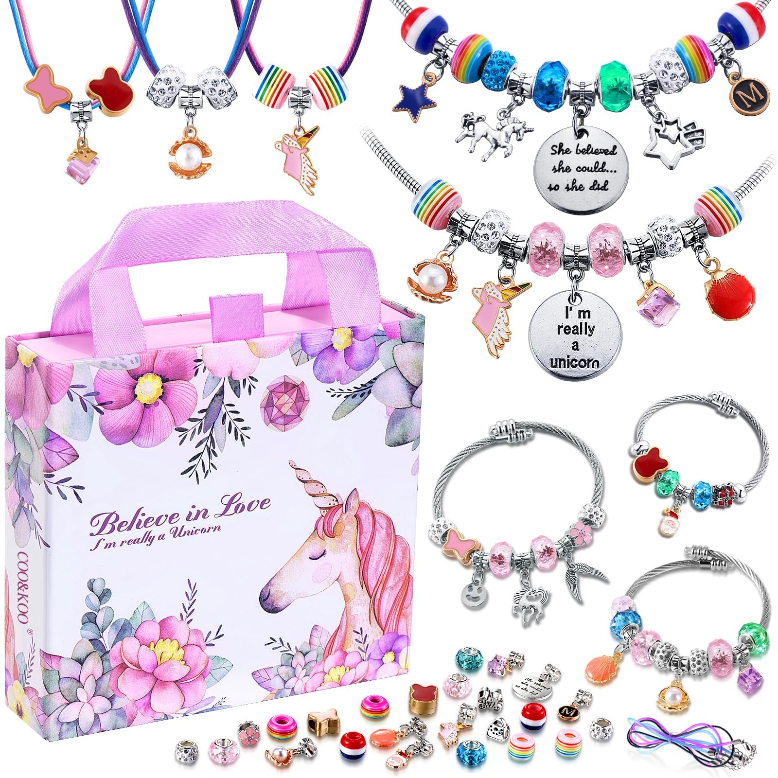 COO&KOO Charm Bracelet Making Kit, A Unicorn Girls Toy that Inspires Creativity 
