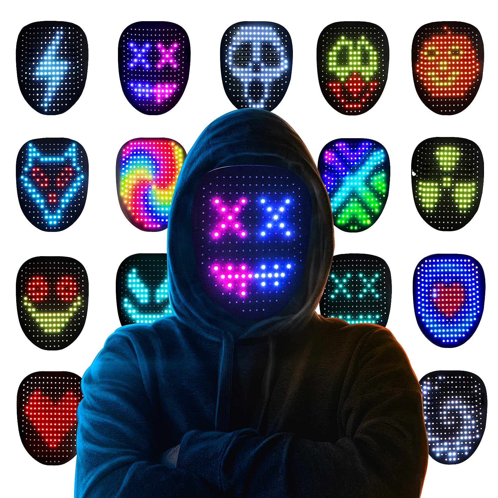 Led Mask Halloween Costume Mask with Gesture Sensing, Kids Toys Gifts | Face Tra