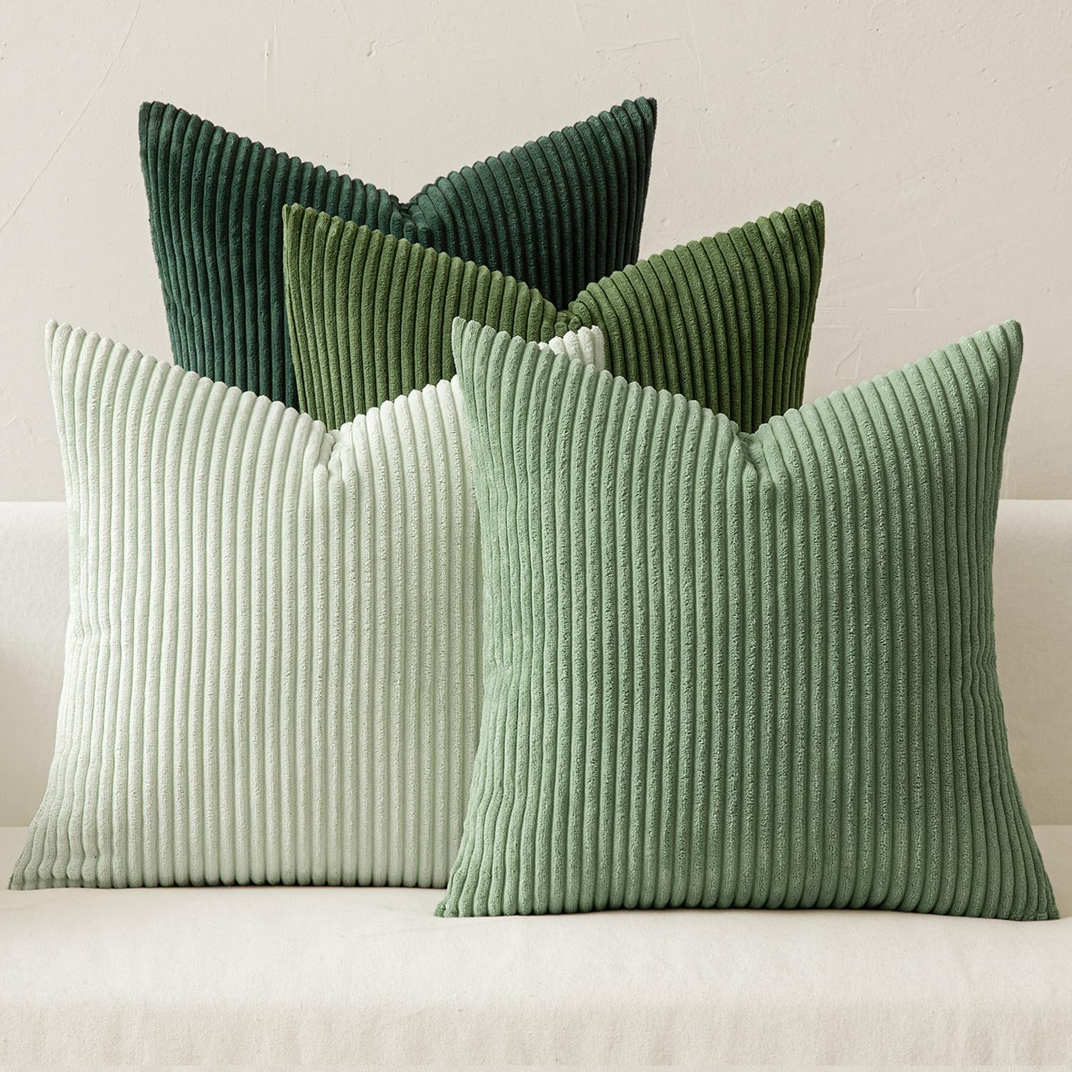 MIULEE Soft Corduroy Decorative Throw Pillow Covers Forest Green 18x18 | Set of 