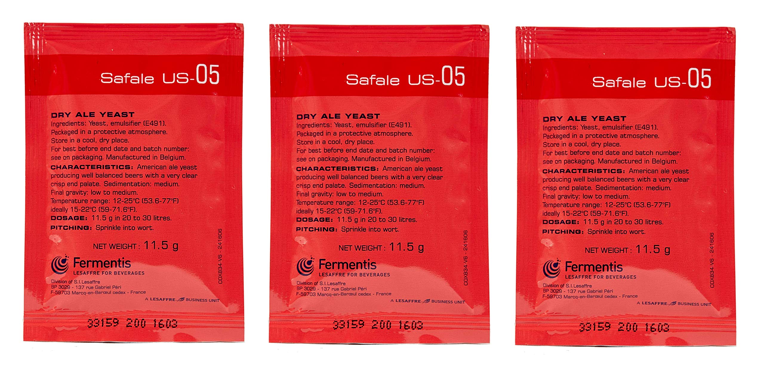 North Mountain Supply - FT-05-3 Fermentis SafAle US-05 Beer/Ale Yeast - Pack of 