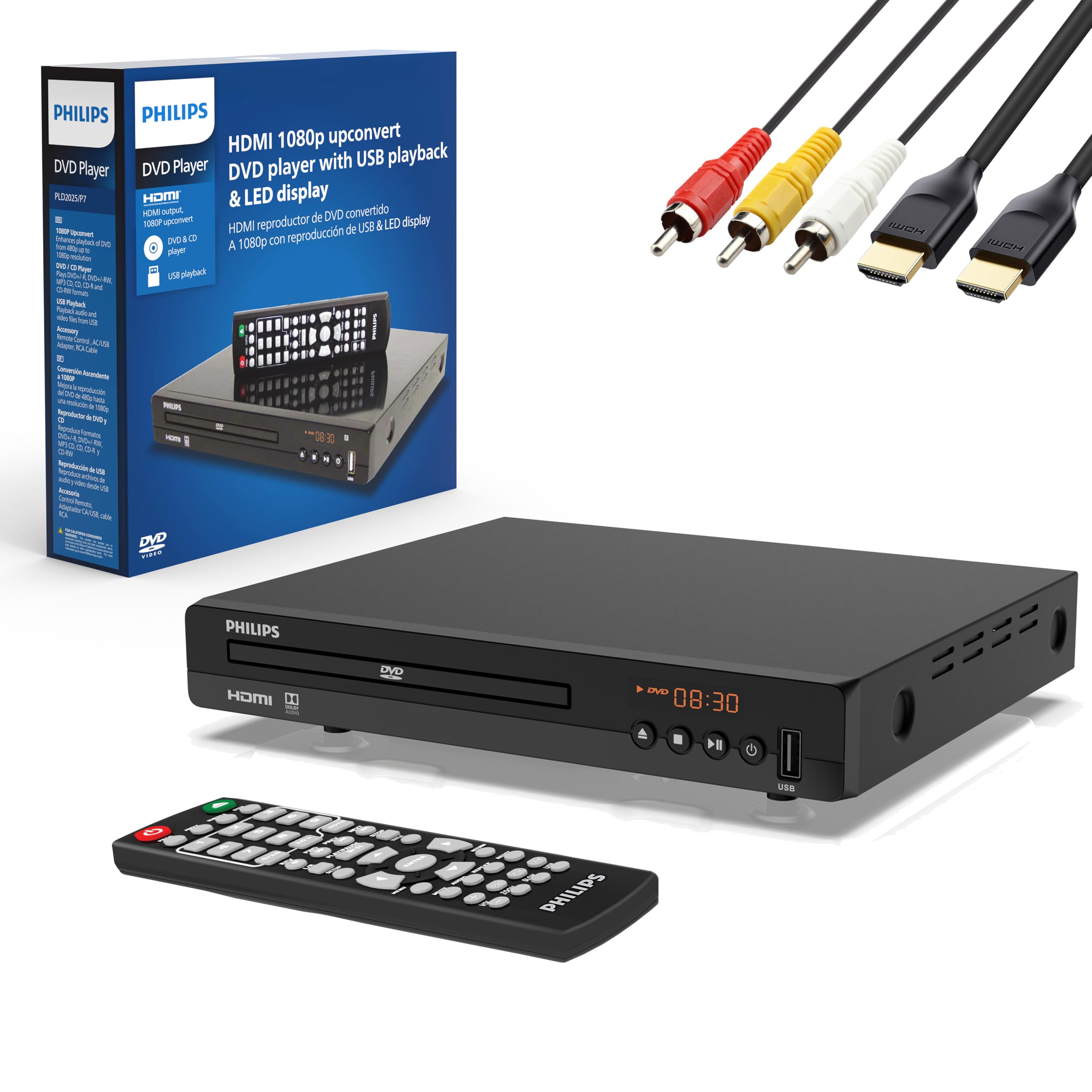 Philips DVD Players for TV with HDMI Port 1080P All Region HD DVD Player for Sma