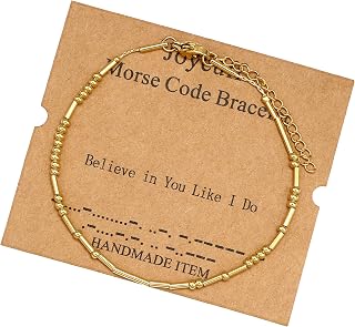 JoycuFF Inspirational Morse Code Bracelets for Women Silver Beads Jewelry Encouragement Mantra Gifts for Her