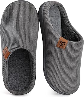 Men's Slippers Cord with Memory Foam Non-Slip Slippers