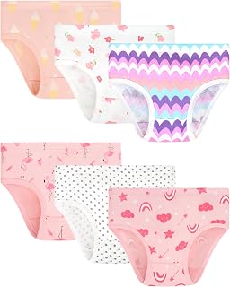 Girls Underwear Little Girls Panties Briefs Comfortable Cotton Soft Cute Pattern 6 Pack for 2-8 Years