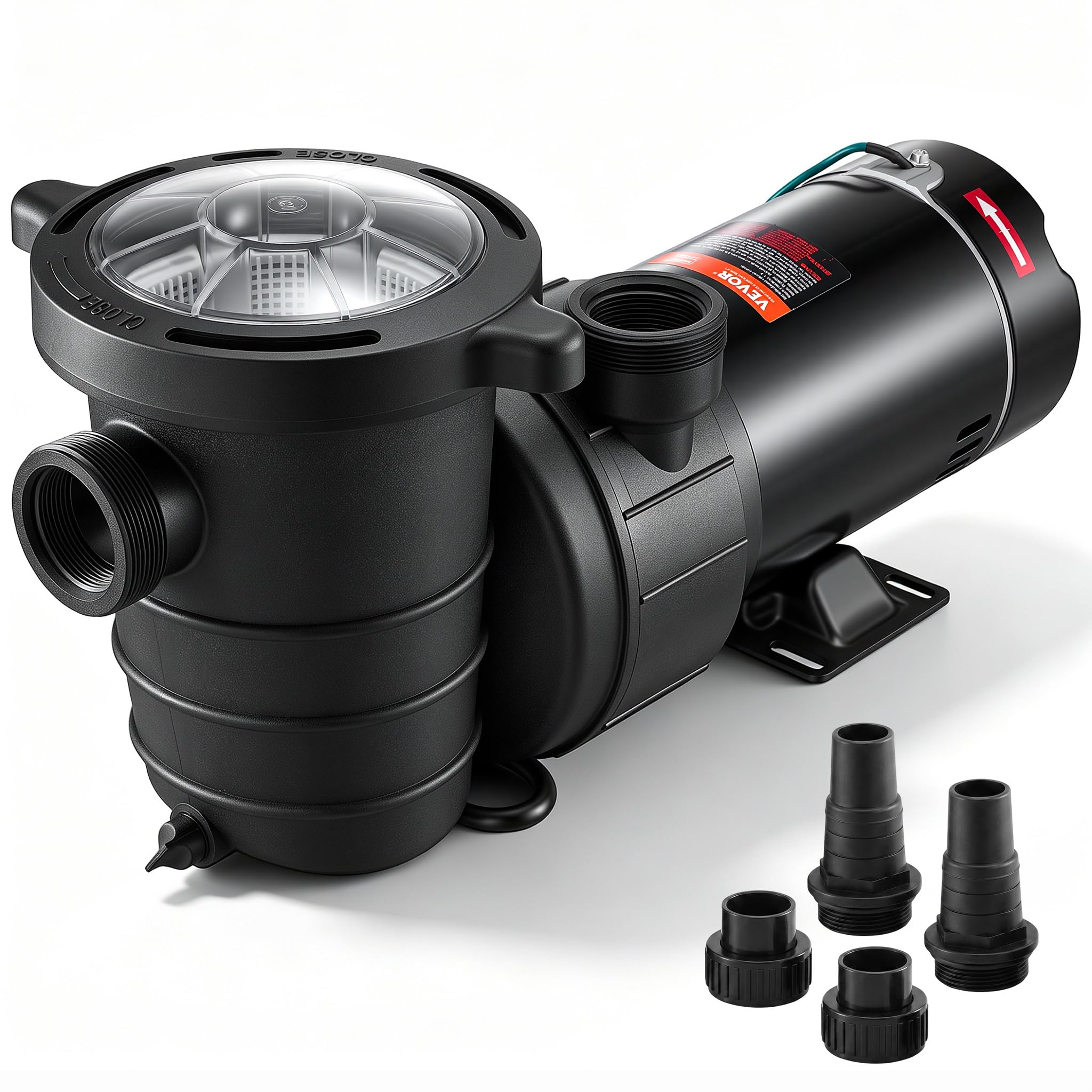 VEVOR Swimming Pool Pump 1.5 HP 5280 GPH Max Flow Single Speed Pump, 115 V | for