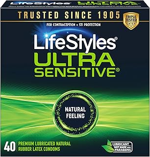 LifeStyles Ultra Sensitive Natural Feeling Lubricated Latex Condoms, 40 Count