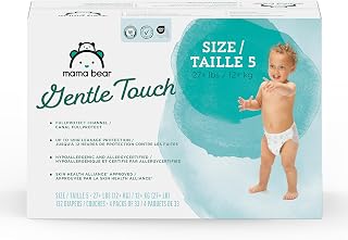 Amazon Brand - Mama Bear Gentle Touch Baby Diapers, Size 5, 27+ lb, Leak Protection, 12 Hours Protection, Wetness Indicator, Hypoallergenic, 132 Count (4 packs of 33)