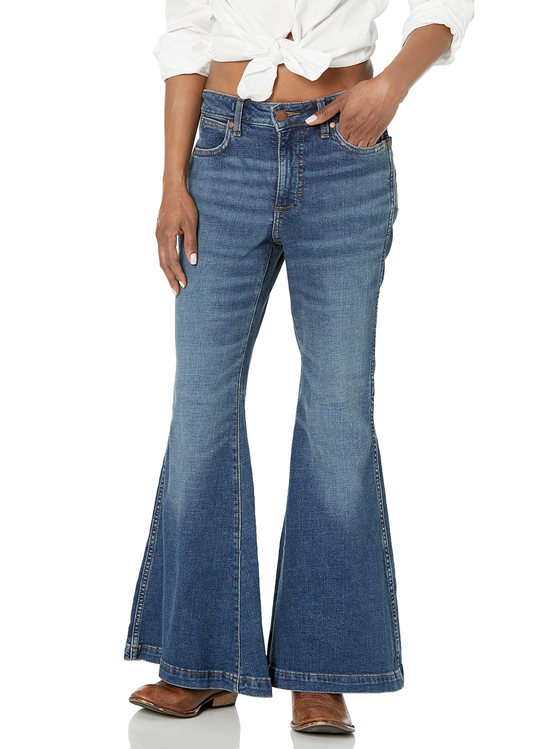Wrangler 11mpfcw - Retro High Rise Trumpet Flare Green Jean Women