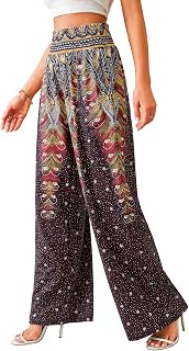 QIANXIZHAN Women Boho Pants, Wide Leg High Waist Harem Hippie Yoga Clothes