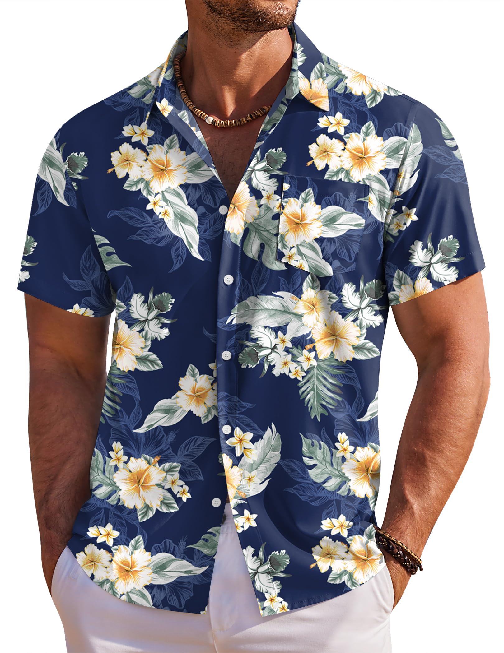 COOFANDY Hawaiian Shirt Men Summer Short Sleeve Shirts for Beach Vacation