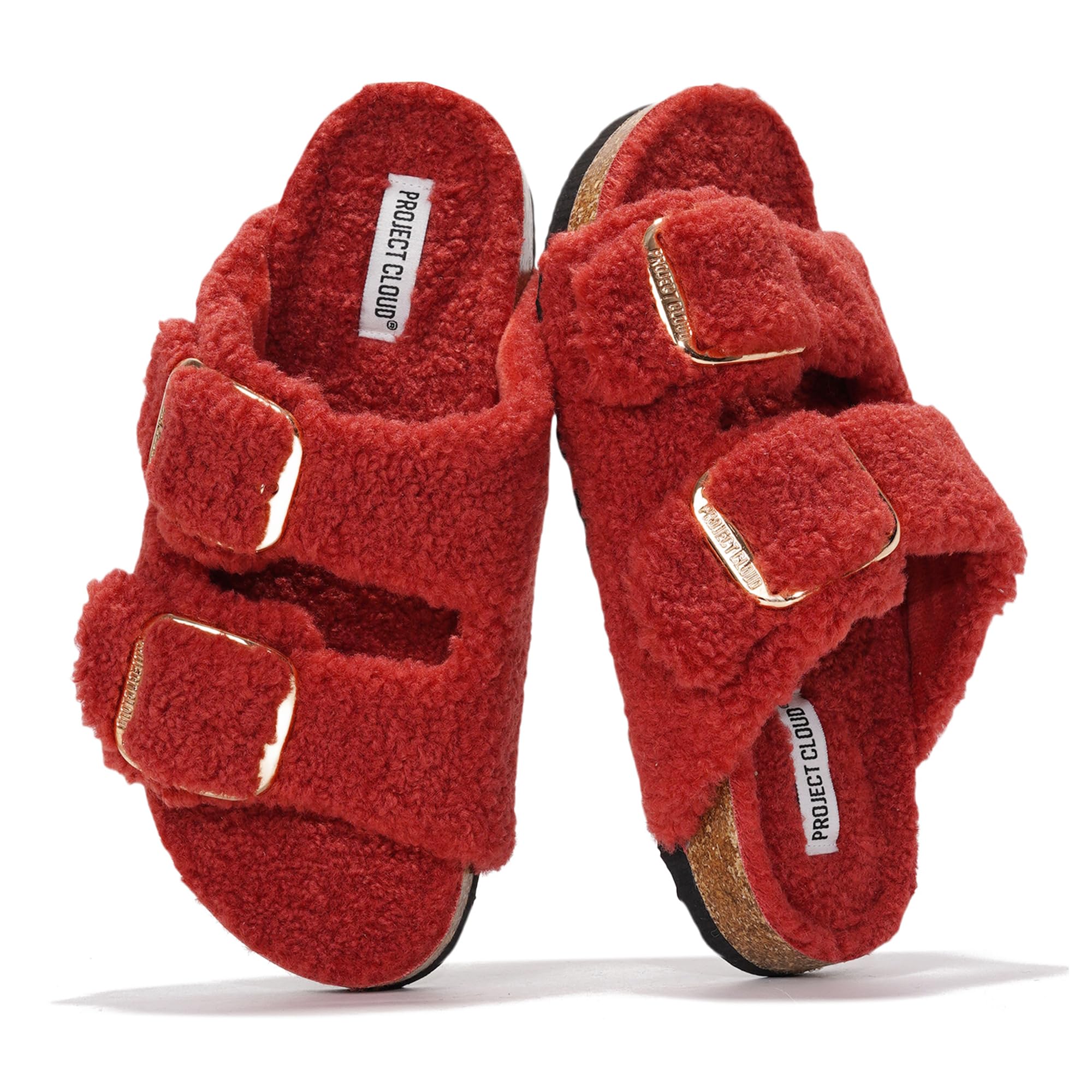 Project Cloud 100% Genuine Leather Cork Footbed Sandals Women Womens Slides