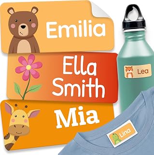 120 Stick on Name Labels for Clothes Kids - Personalised Name Tags for Clothes, School and Nursery - Waterproof and No-Iron Name Stickers for Kids