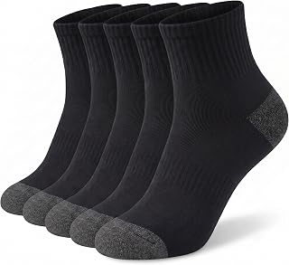 VoJoPi Mens Cushioned Ankle Socks 5 Pack Mini Crew Cotton Quarter Socks