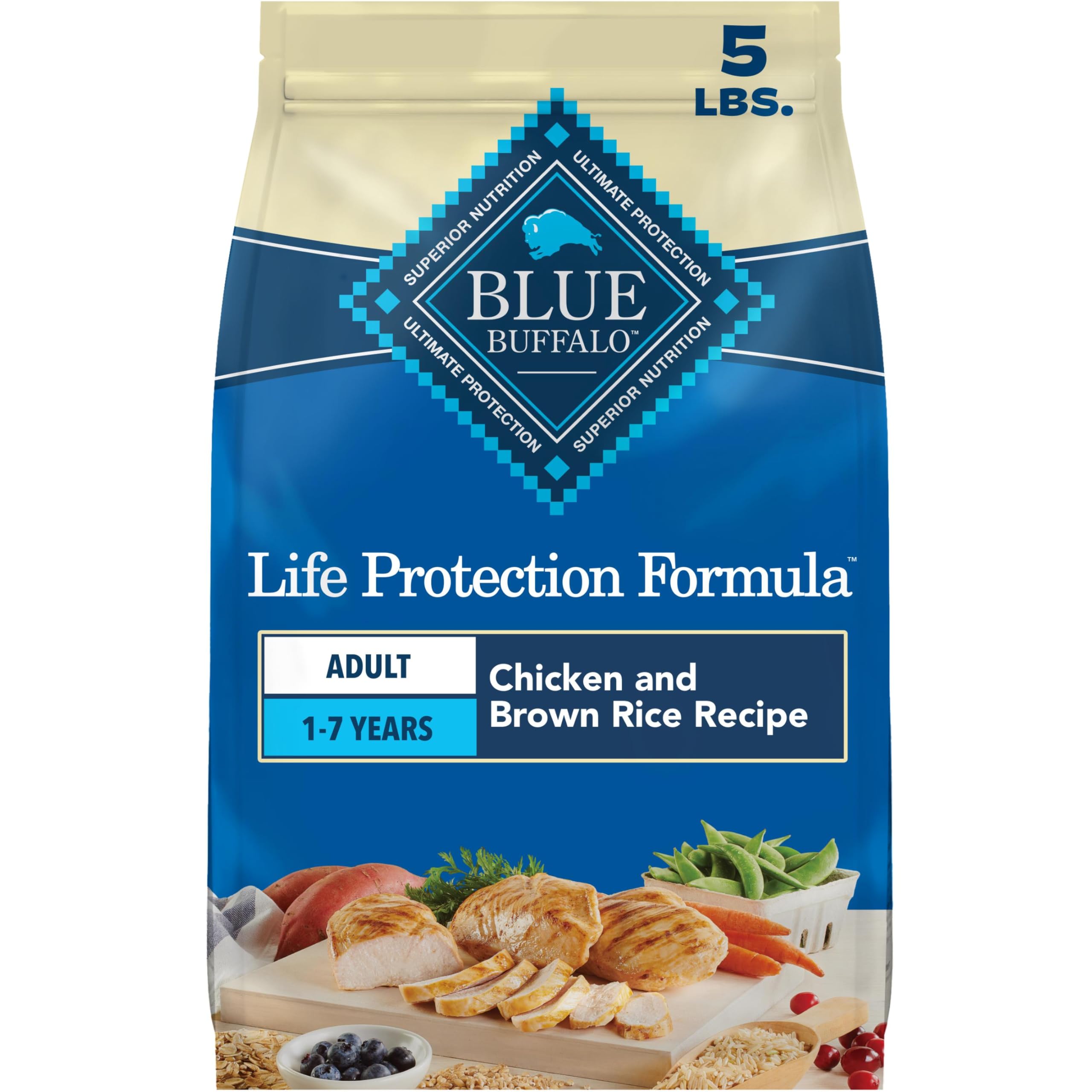 Blue Buffalo Life Protection Formula Chicken Adult Dry Dog Food, 5 lb | Real Chi