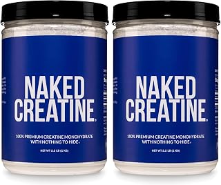 NAKED Pure Micronized Creatine Monohydrate – 200 Servings, 1,000g Bulk – NSF Certified, Vegan, Non-GMO, Gluten & Soy Free - Muscle Building, Strength Training, Gym & Fitness Supplement (Pack of 2)