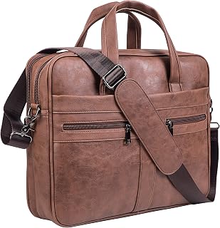 seyfocnia Men's Leather Messenger Bag, Laptop Briefcase Business Satchel Computer