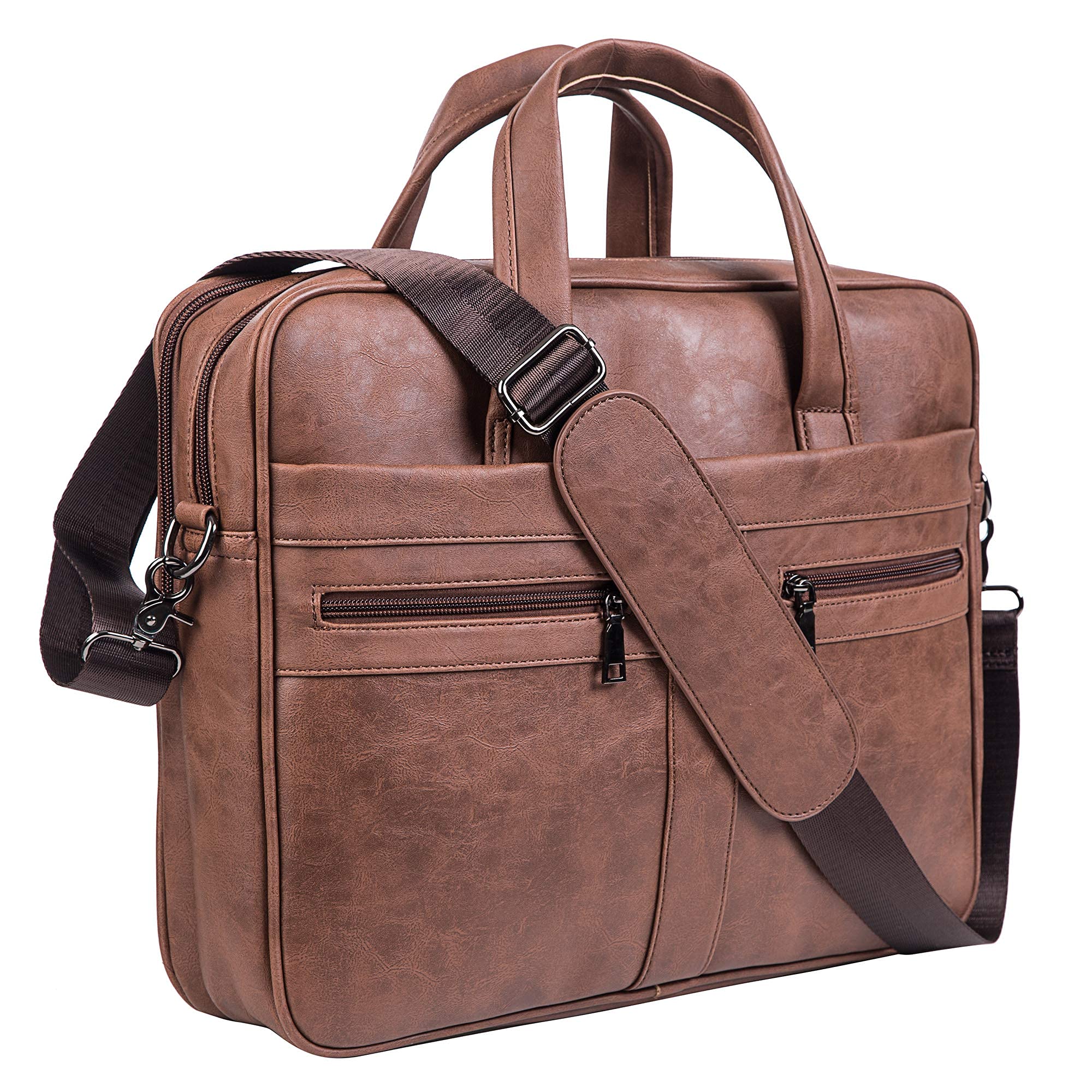 seyfocnia Men's Leather Messenger Bag, Laptop Briefcase Business Satchel Compute