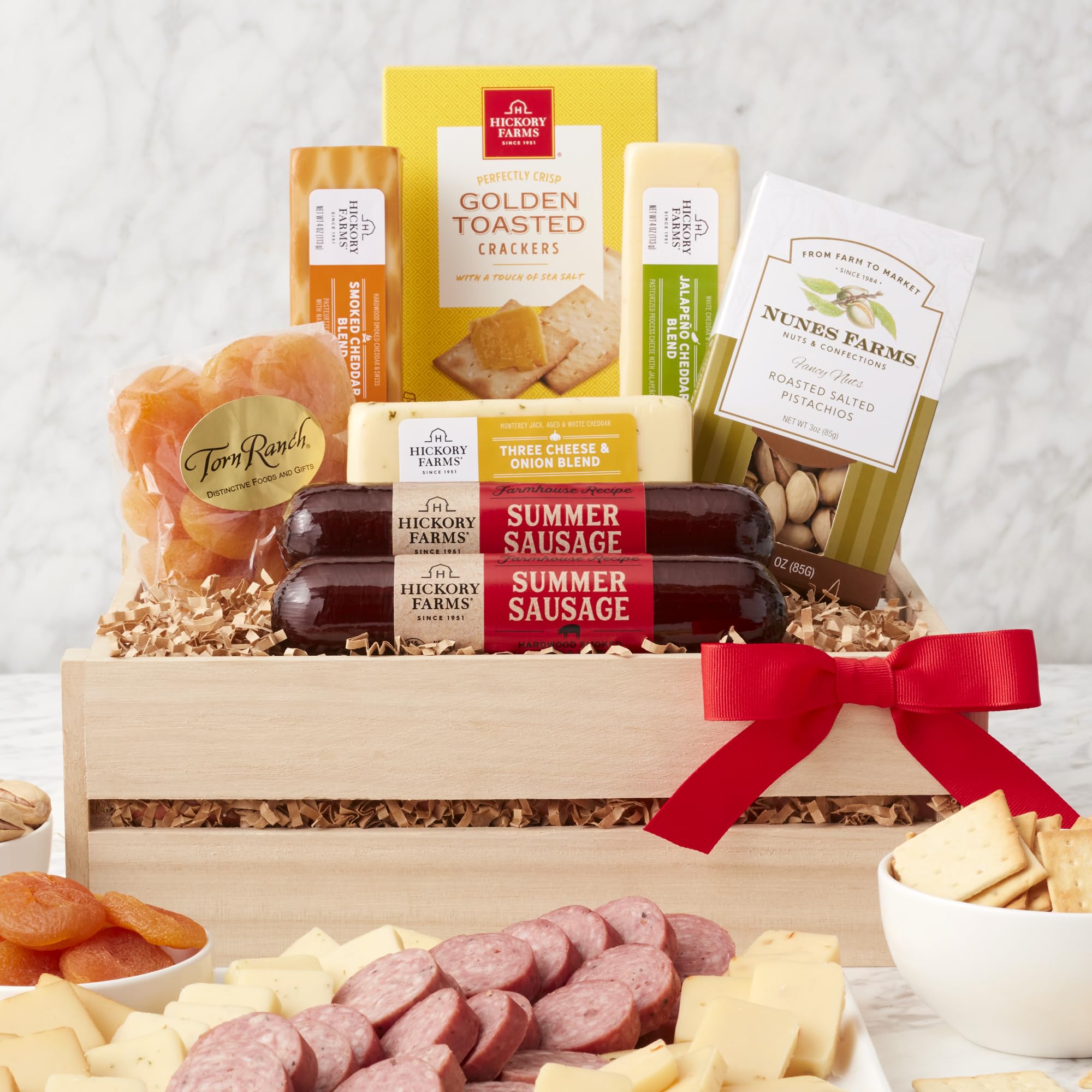 California Delicious Meat and Cheese Gift Crate, 7 Piece Set