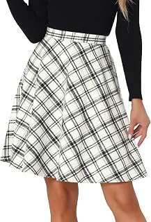 Allegra K Women's Plaids Vintage Tartan Elastic Waist Short A-Line Skirt
