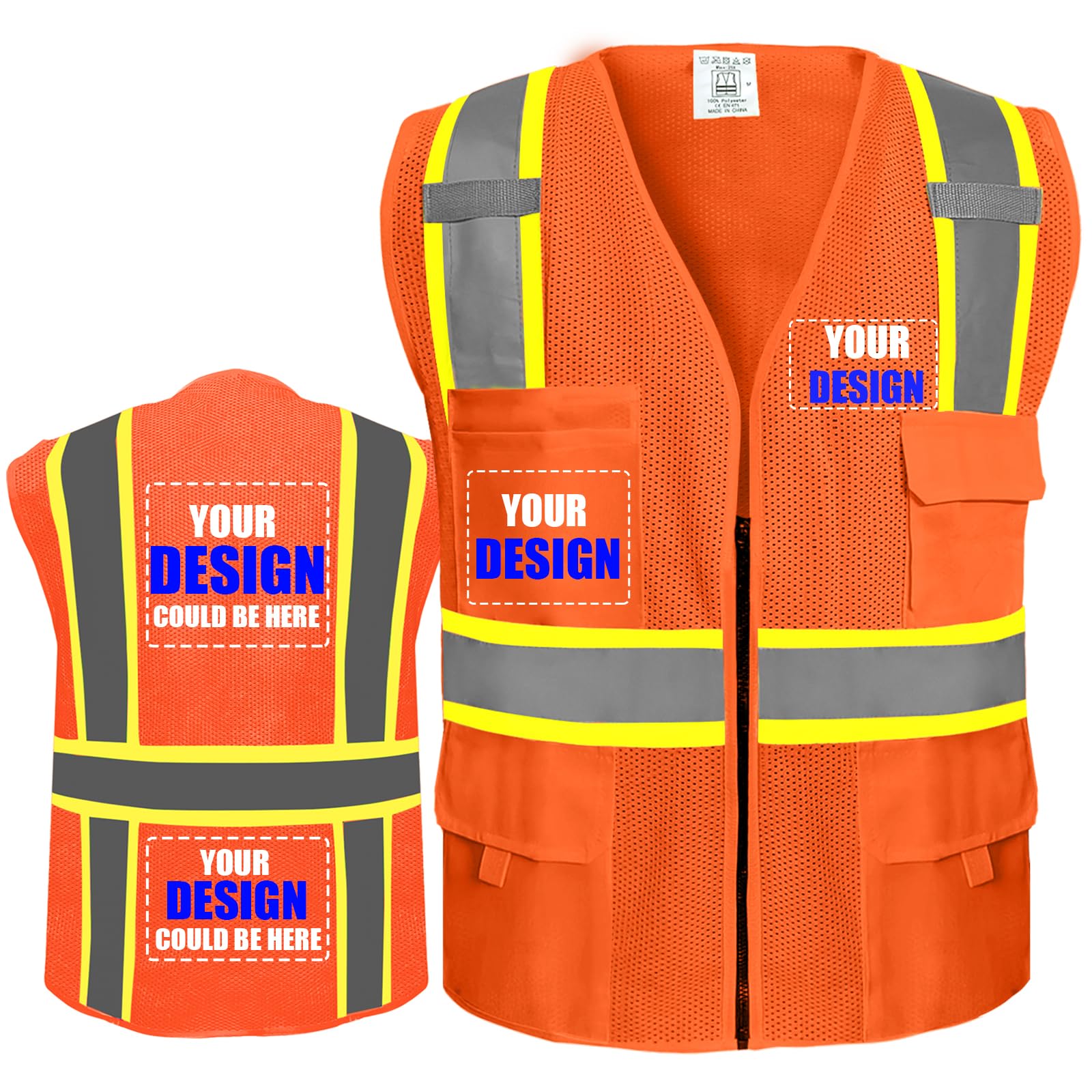 BeautyWill Custom Safety Vest Customized Logo Class 2 High Visibility Reflective