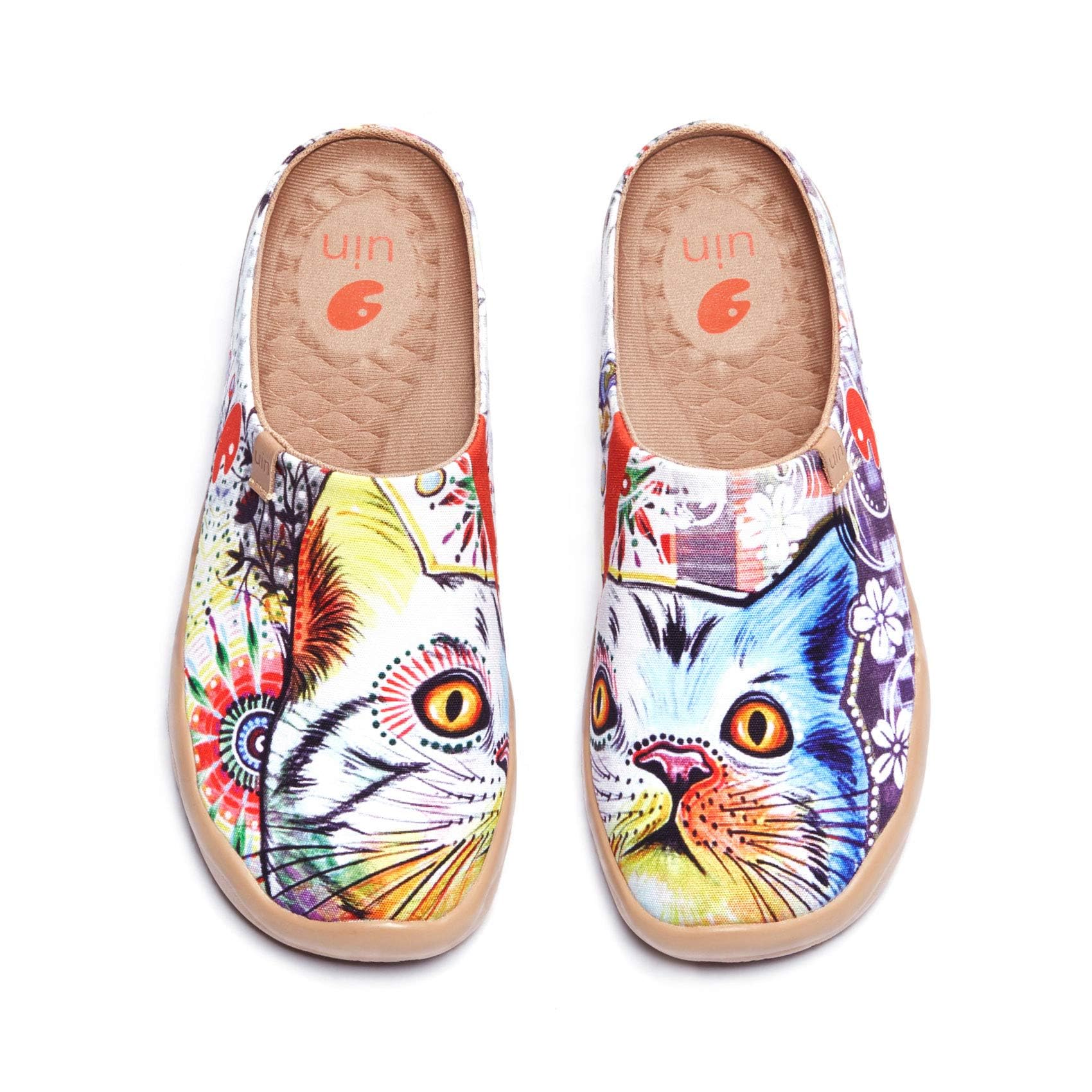 UIN Slipper Woman Travel Art Painted Shoes Wide Toe Casual Home Slip On Mules Ma