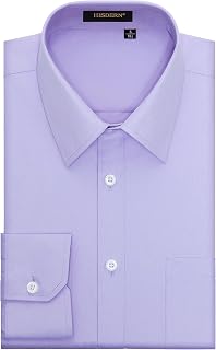 HISDERN Men's Plain Shirt, Colour-Easy Ironing