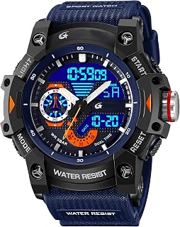 findtime Mens Military Watch White Analog Digital Sports Watch Multicolour Big Dial Date Day Display