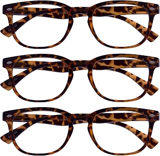 OPULIZE ORA Reading Glasses for Men Women - 3 Pack - Designer Style Rounded Frame - Scratch Resistant Lens - Spring Hinges - Brown Tortoiseshell - UVR +2.50