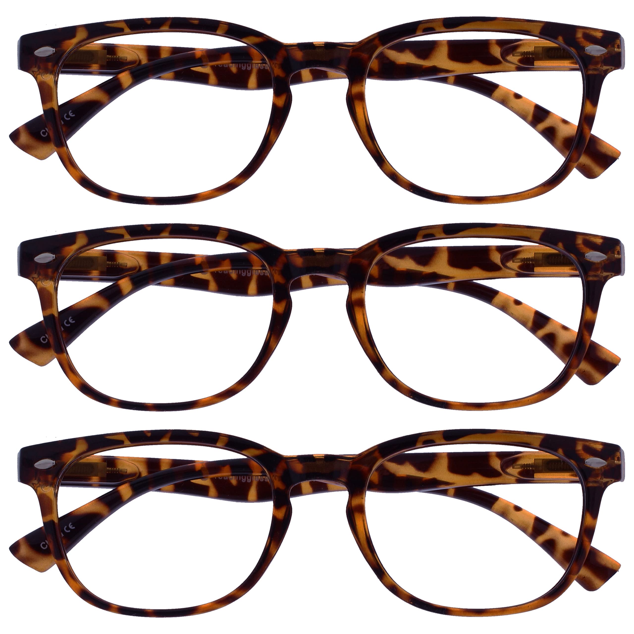 OPULIZE ORA Reading Glasses for Men Women - 3 Pack - Designer Style Rounded Fram