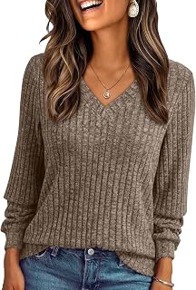 AUTOMET Women Long Sleeve Shirt V Neck Top Fashion Autumn Tunic Elegant Clothes Casual Sweater Cute Fashion Work Clothes 2025