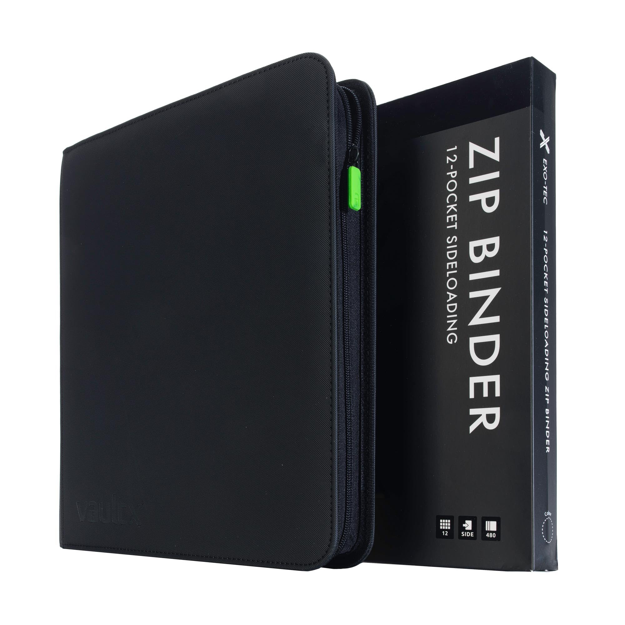 Vault X 12 Pocket Zip Trading Card Binder 480 Cards Exo-Tec (Black) | Holds 480 
