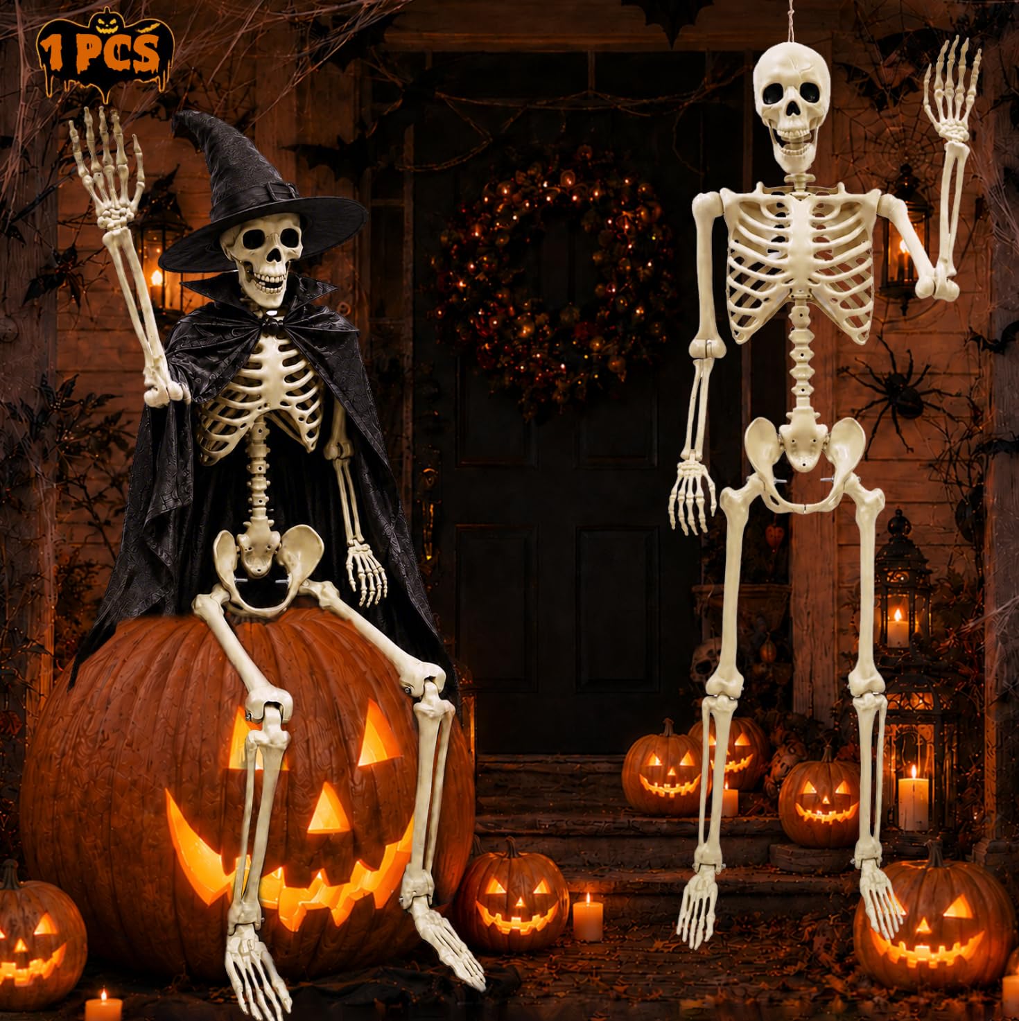 NLShan Life Size Skeleton for Halloween: 5.4ft Human Anatomy Skeleton | Full Bod
