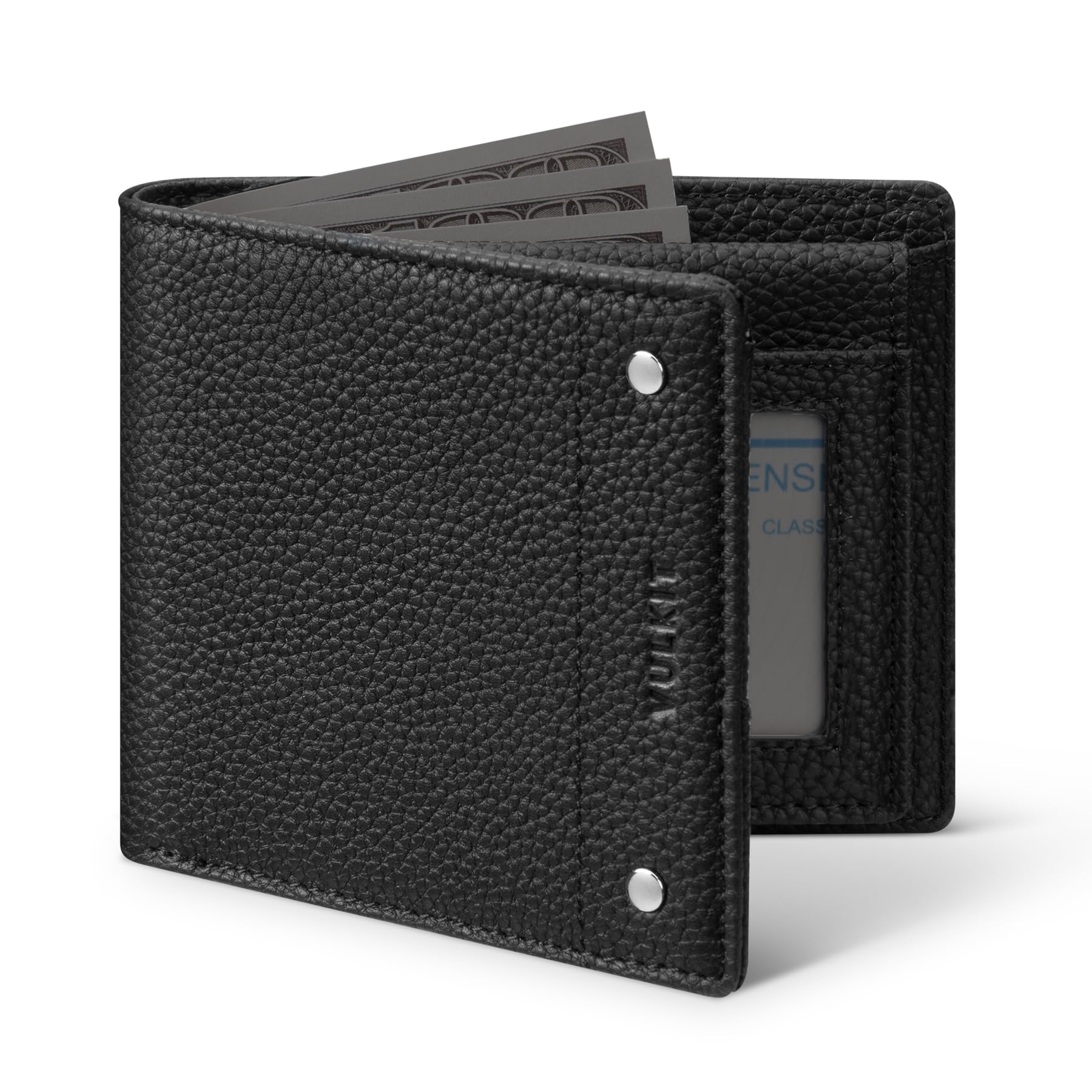VULKIT Men's Bifold Wallet Genuine Leather Wallet RFID Blocking with Multiple Ca