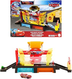 ​Mattel Disney and Pixar Cars Color Changers Car Wash Playset | Includes Color Changing Lightning McQueen Toy Vehicle, 20-Inches Long, Connects to Other Sets, JBM70