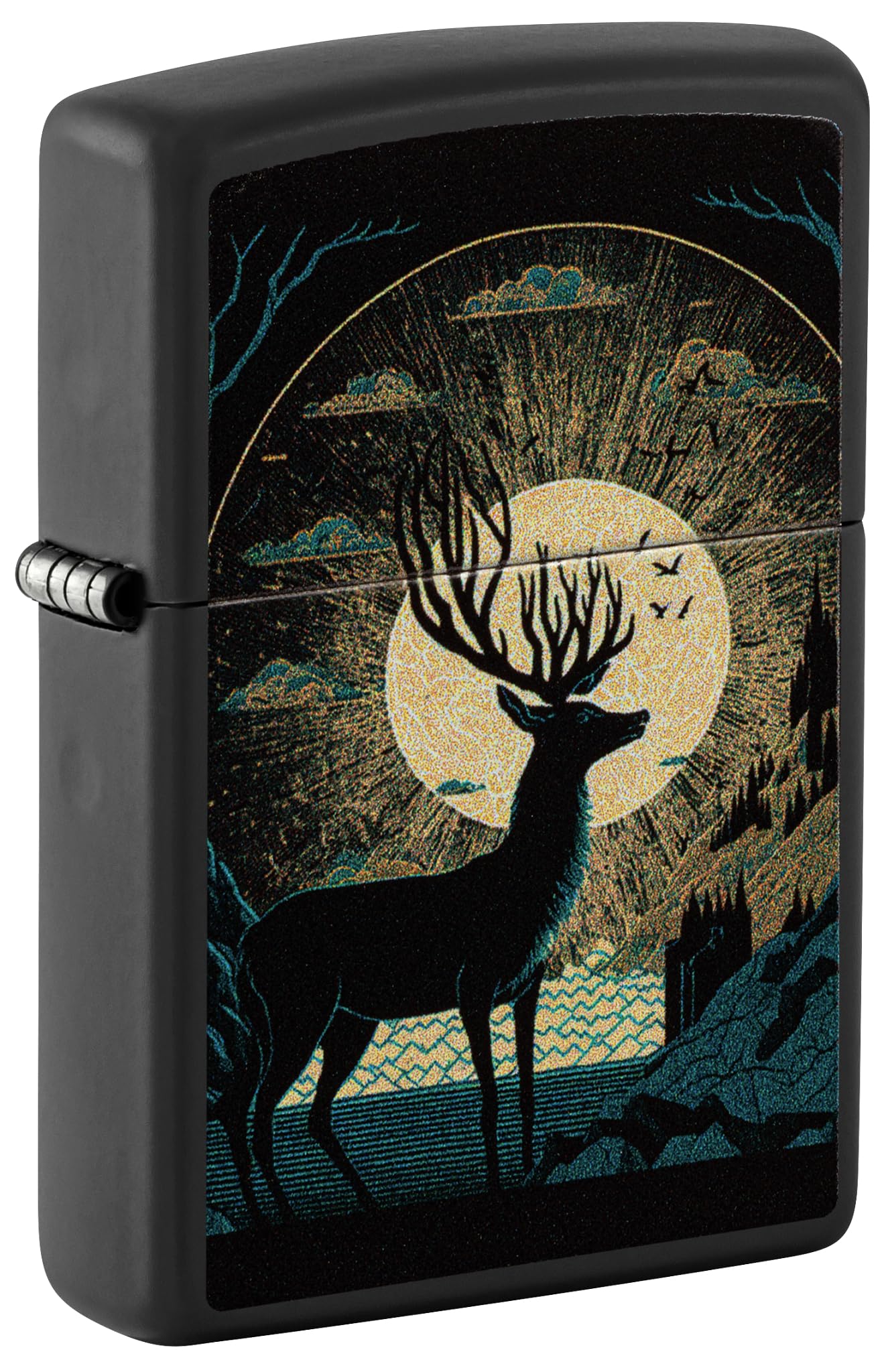 Zippo Windproof Lighter, Surreal Deer, Black Matte, Colour Image, Refillable, Re